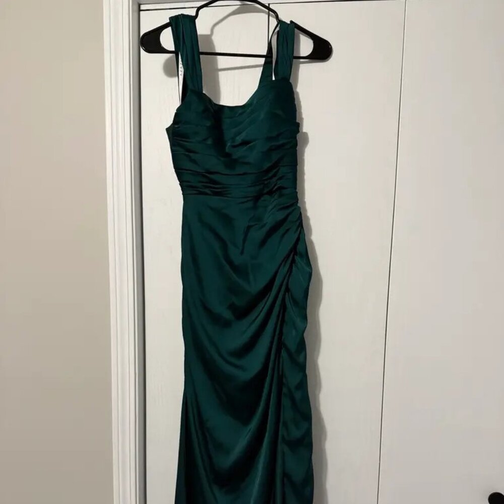 Emerald Green Stretch Satin Dress